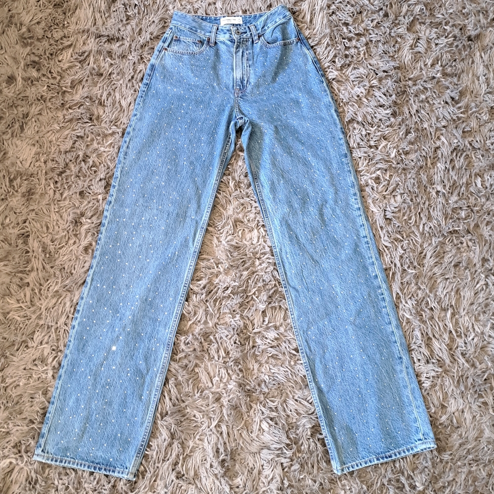 Abercrombie and Fitch Rhinestone The Loose High Rise Jeans Size 25